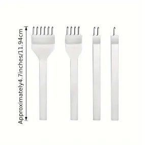 4pcs Reinforced Quality Stainless Steel 1/2/4/6 Hole Fork Platoon Punch DIY Diamond Lace Stitching Chisel Set Leather Craft Set Hand Piercing Round Stitching Punching Tool Shoes Leather Platoon Punching Tool