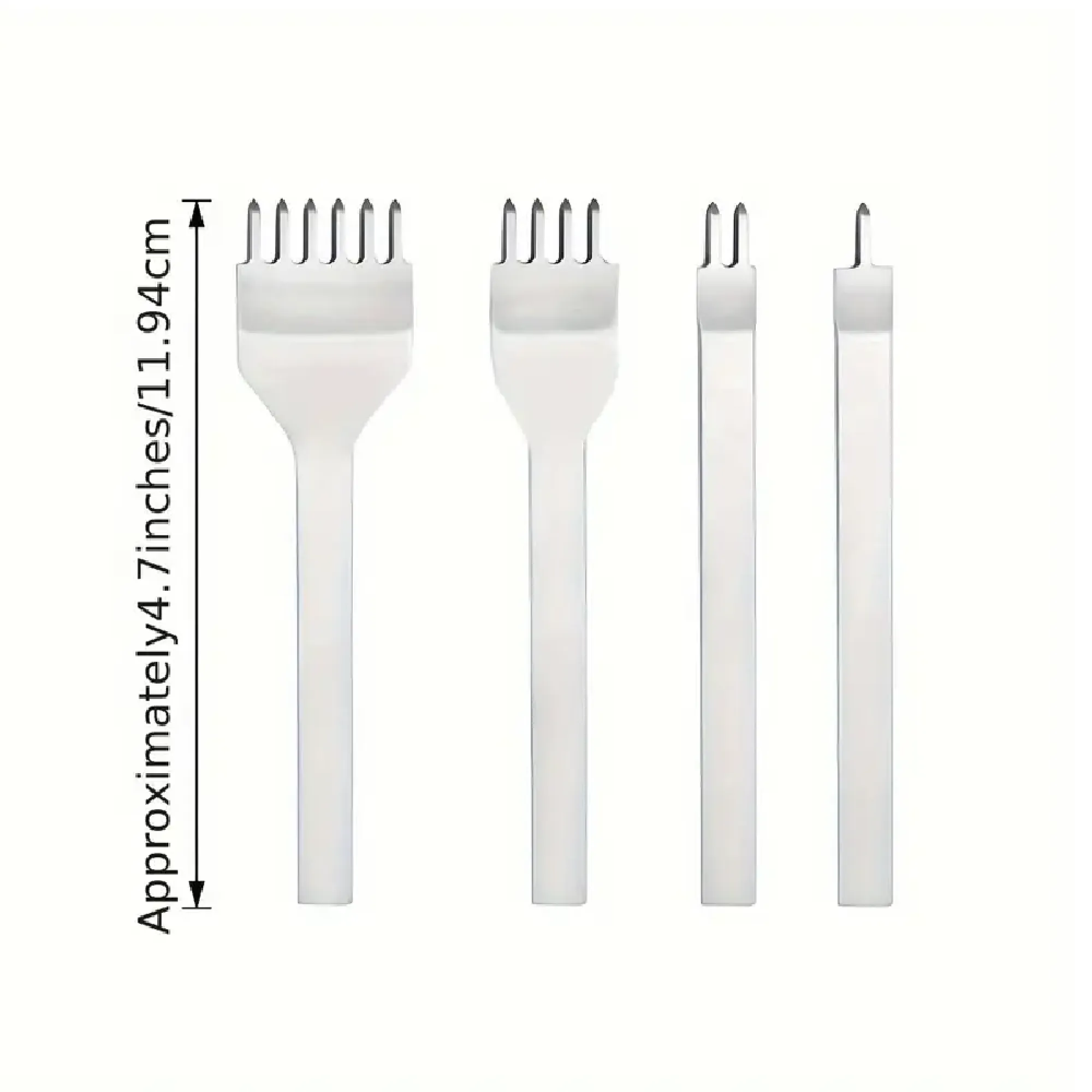 4pcs Reinforced Quality Stainless Steel 1/2/4/6 Hole Fork Platoon Punch DIY Diamond Lace Stitching Chisel Set Leather Craft Set Hand Piercing Round Stitching Punching Tool Shoes Leather Platoon Punching Tool