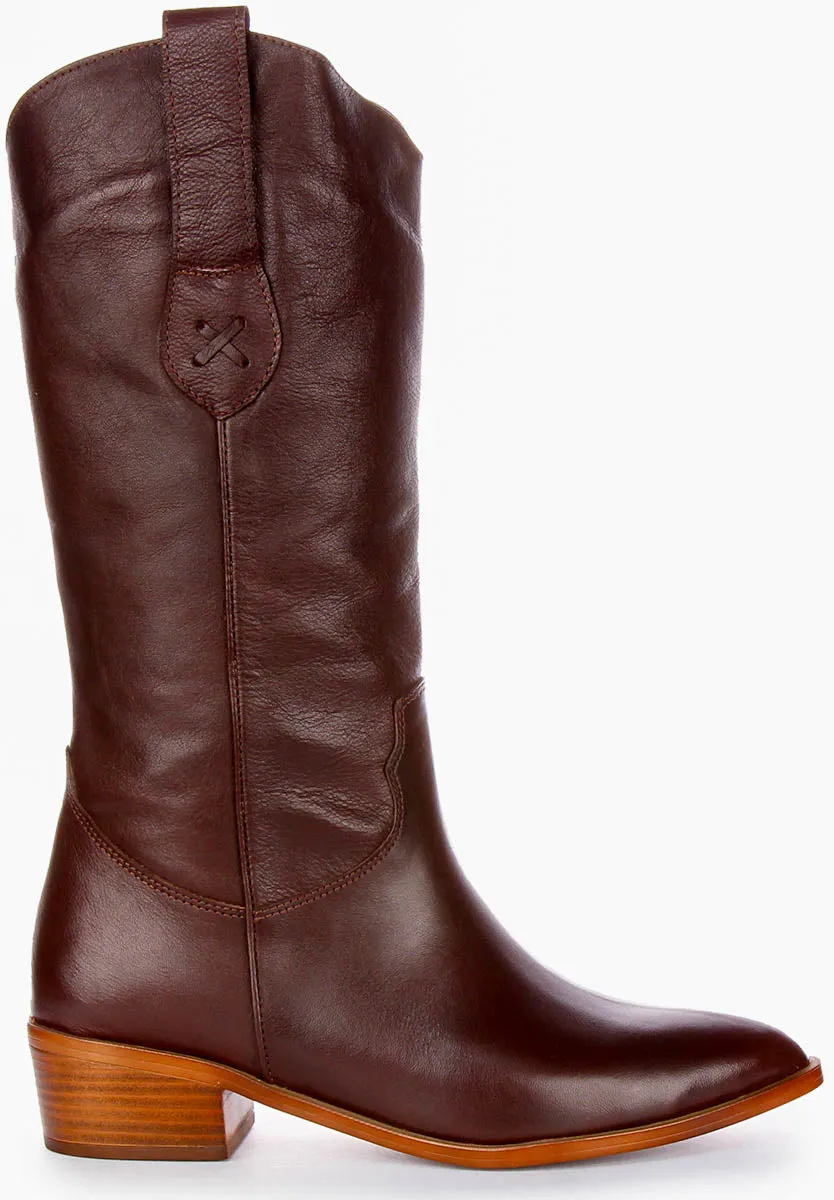 Anna Mid Calf Boots In Brown