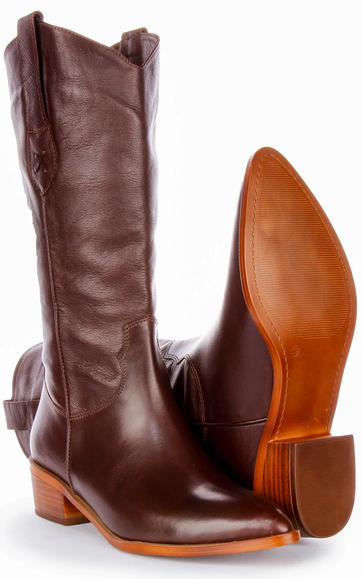 Anna Mid Calf Boots In Brown