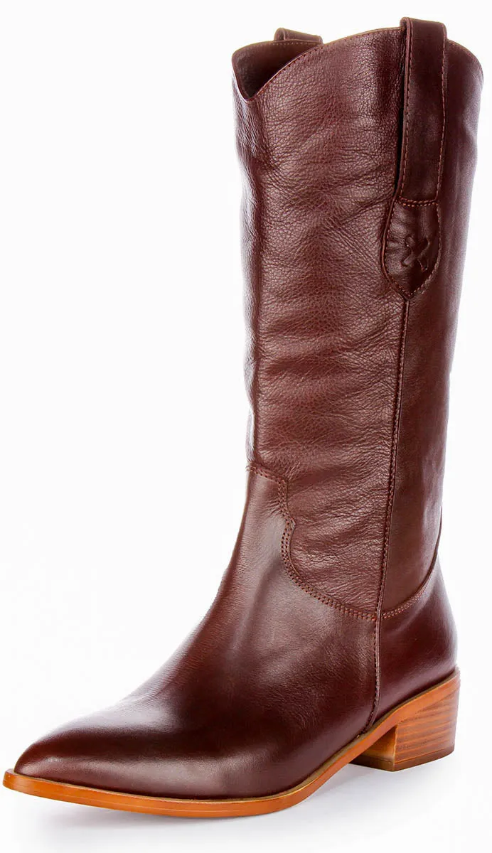 Anna Mid Calf Boots In Brown