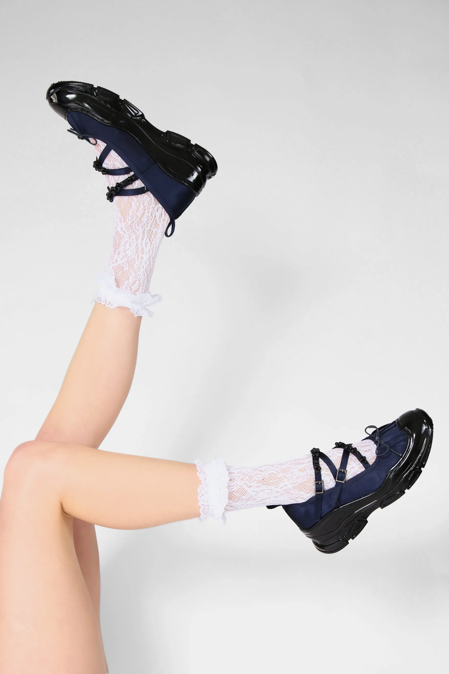 Ballet Sneakers - Navy Blue with Pearls
