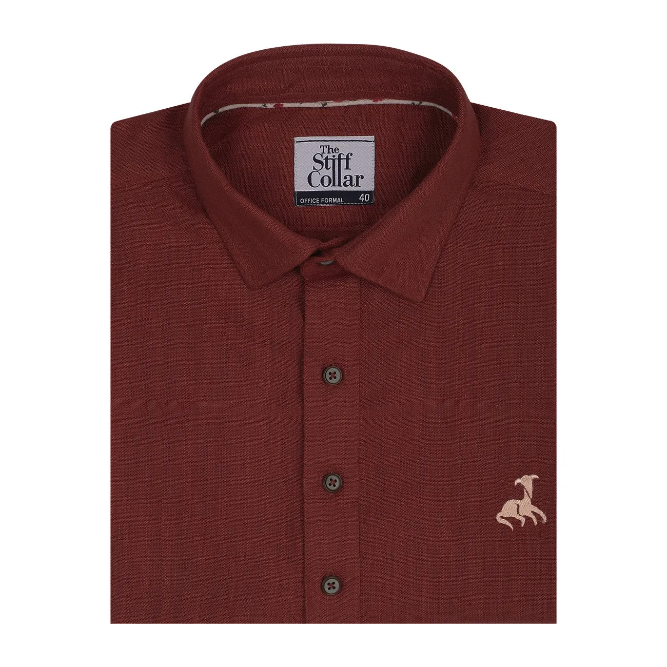 Brick Red Linen Blend Full Sleeve Premium Kurta Shirt