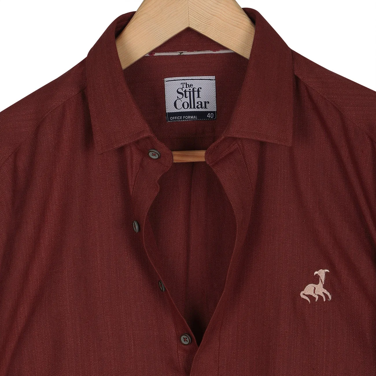 Brick Red Linen Blend Full Sleeve Premium Kurta Shirt