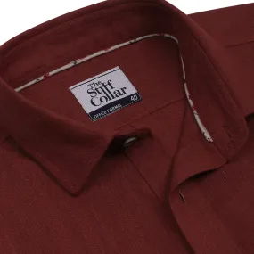 Brick Red Linen Blend Full Sleeve Premium Kurta Shirt