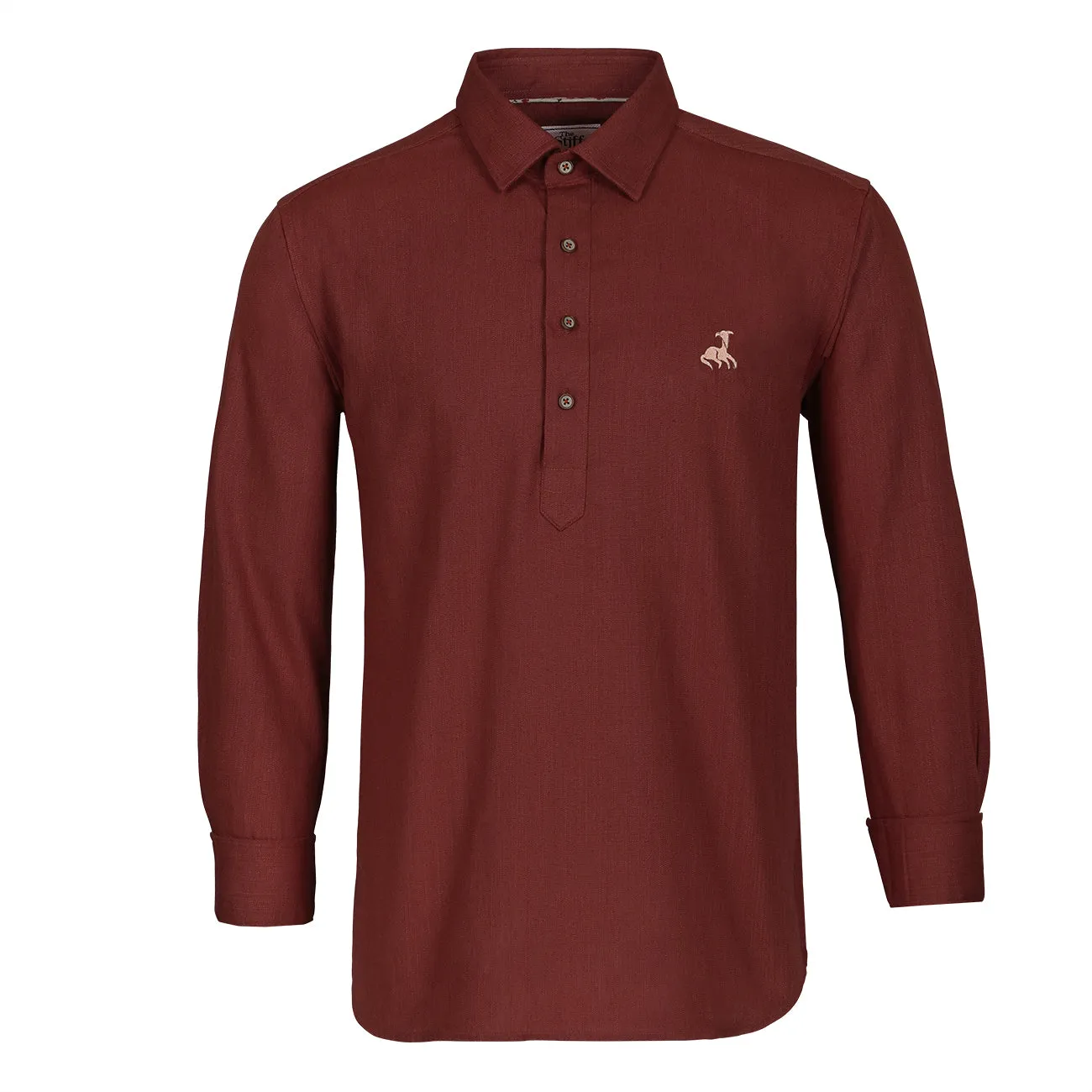 Brick Red Linen Blend Full Sleeve Premium Kurta Shirt