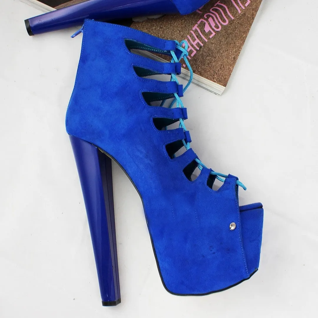Cobalt Blue Platform Gladiator Boots