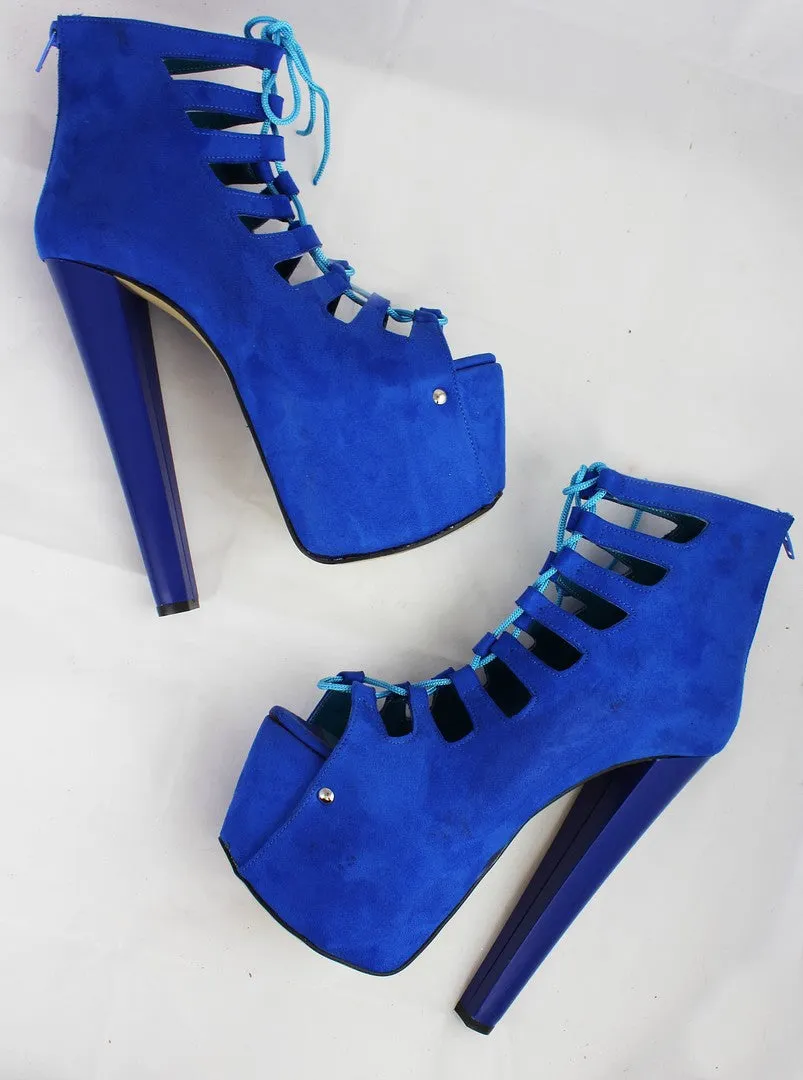 Cobalt Blue Platform Gladiator Boots