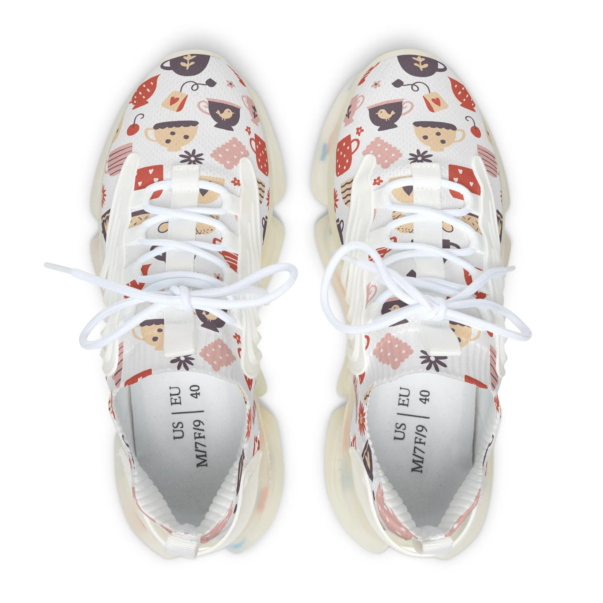 Colorful Coffee Cups Women's Mesh Sneakers