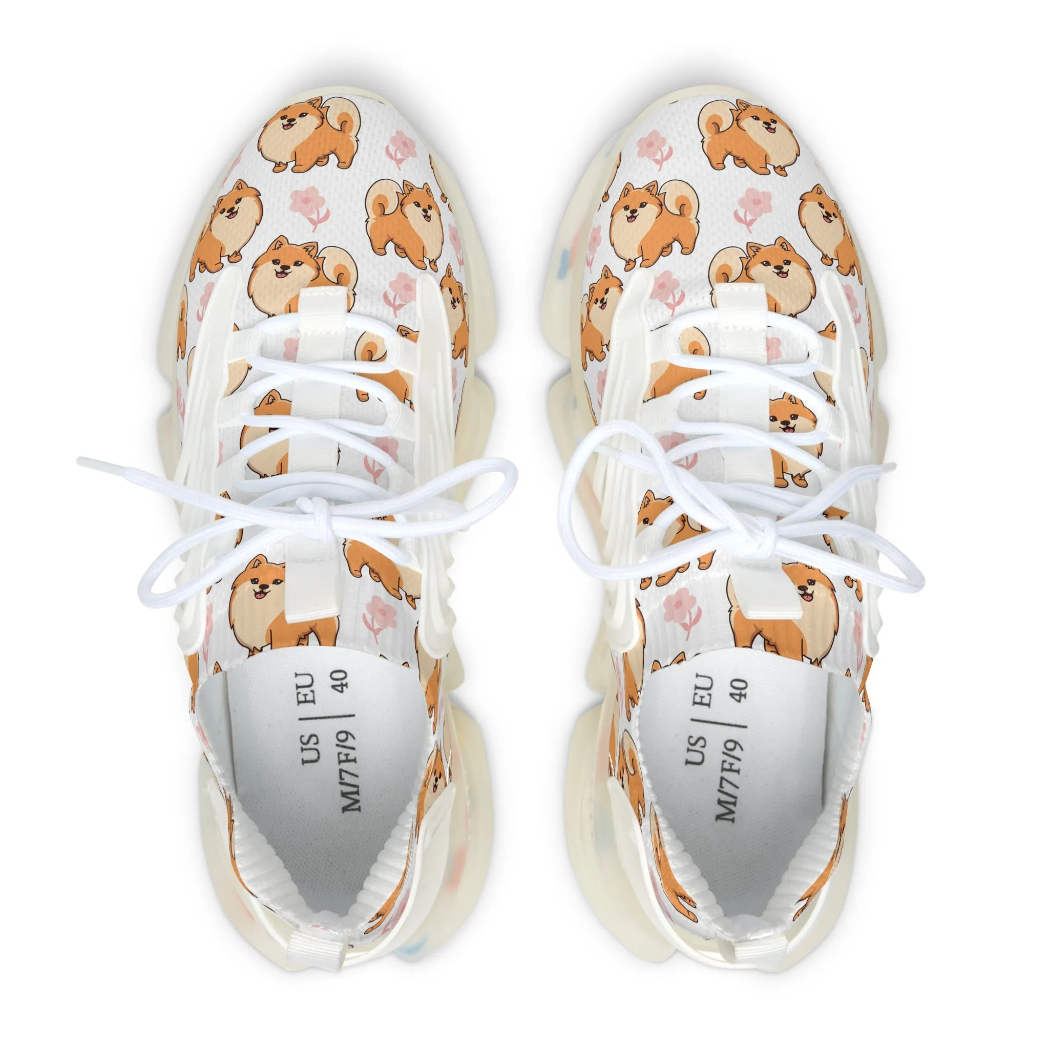 Cute Pomerian Dog Women's Mesh Sneakers