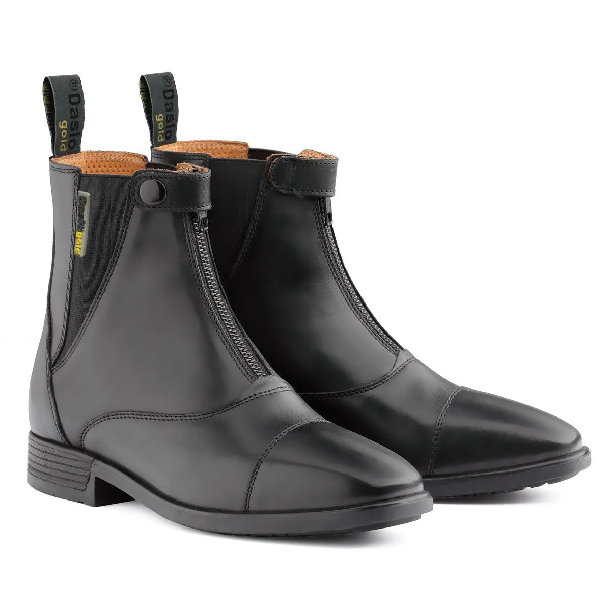 Daslo gold leather jodhpur boots with zip