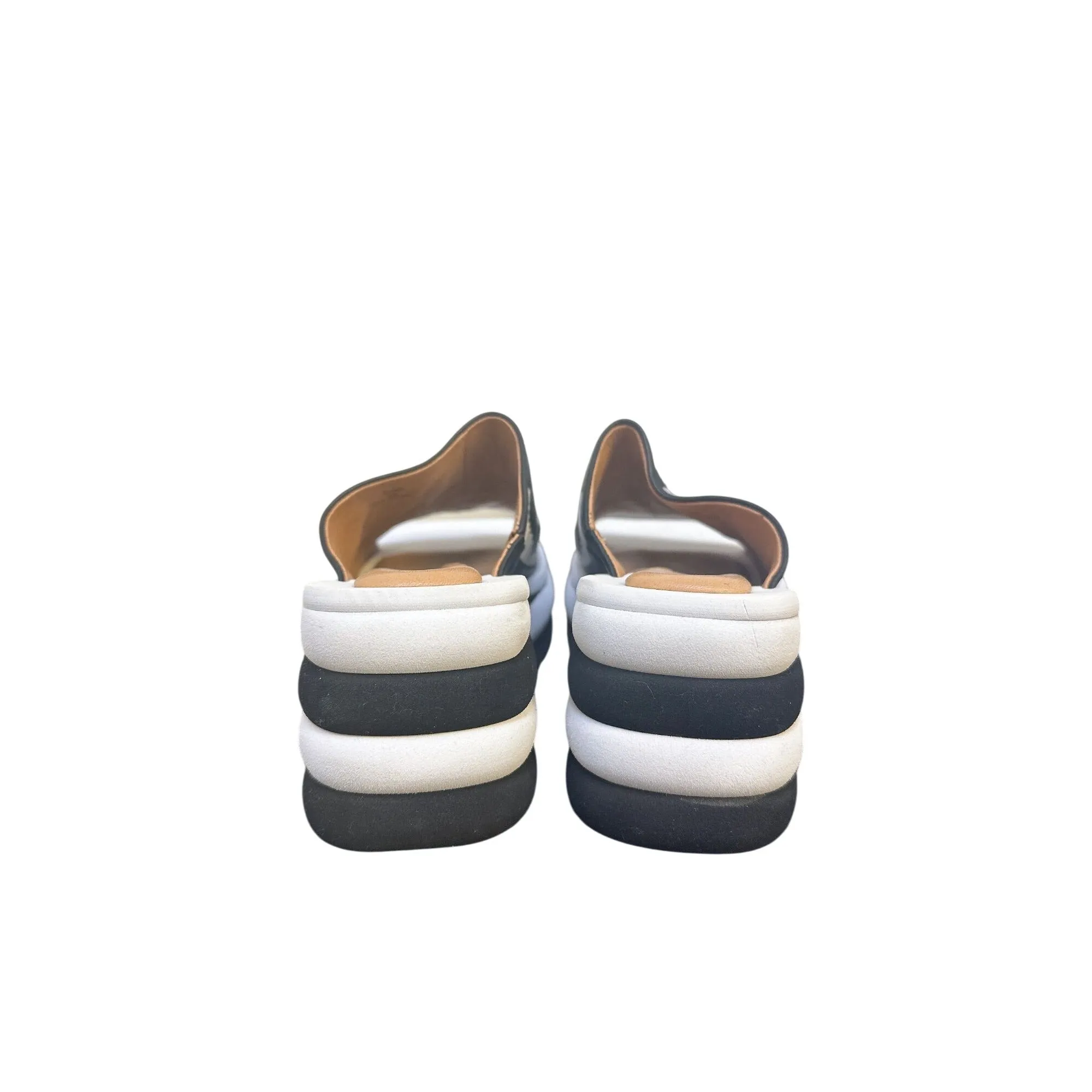 LDP Black & White Geometric Wedge Platform Sandals Size 7.5