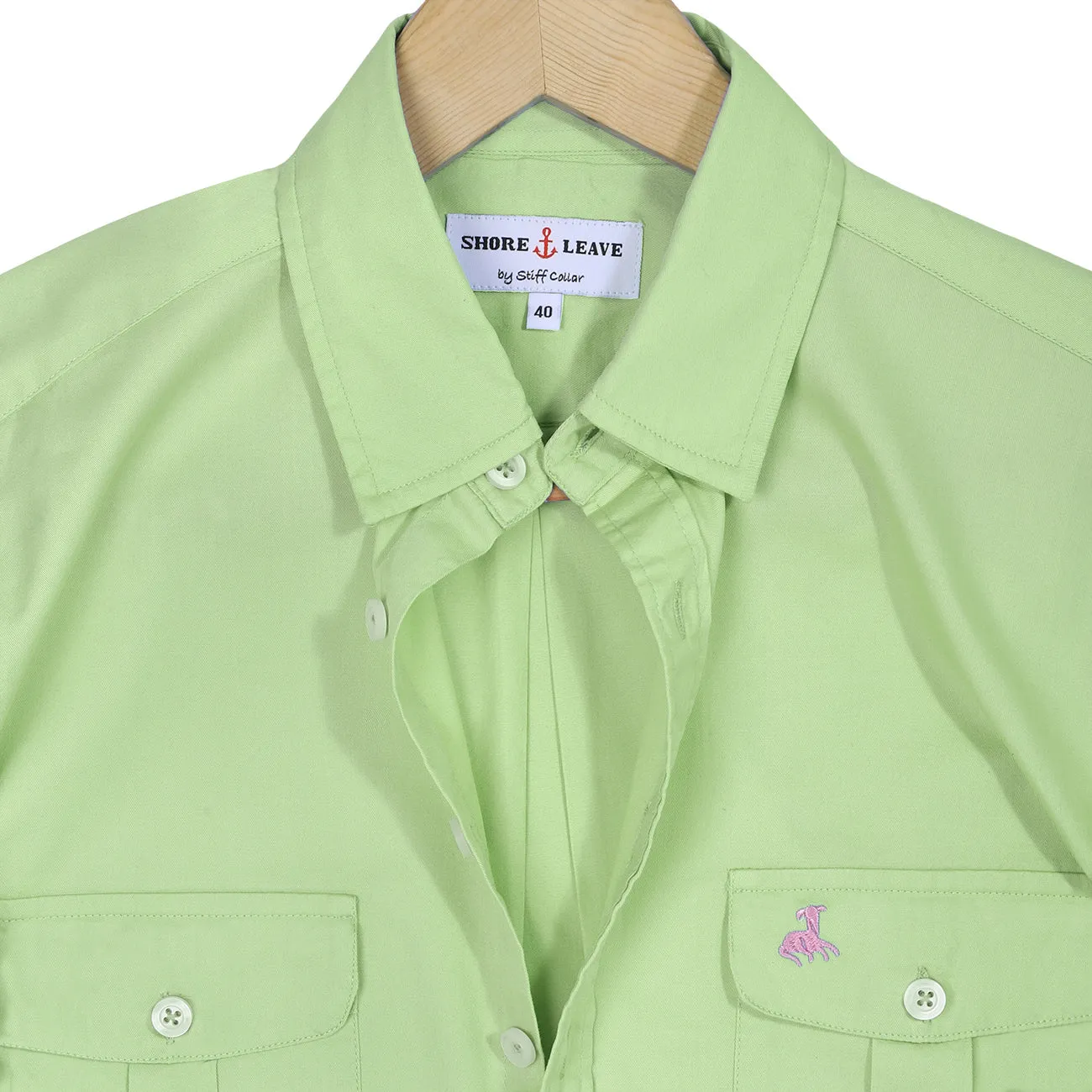 Mint Green Twill Slim Fit Casual Shirt