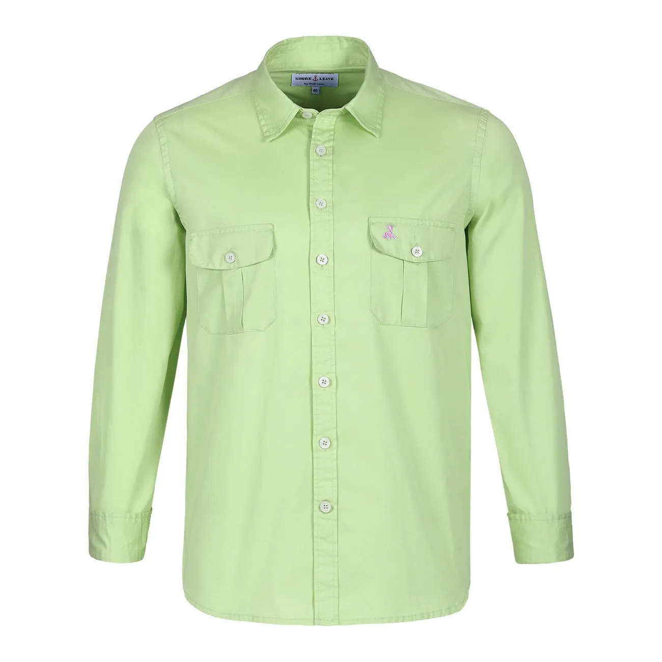 Mint Green Twill Slim Fit Casual Shirt