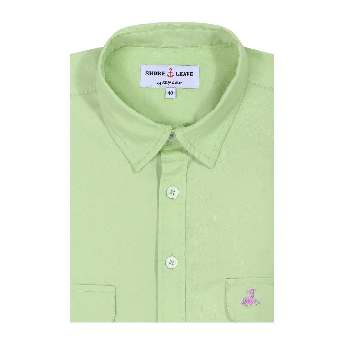 Mint Green Twill Slim Fit Casual Shirt