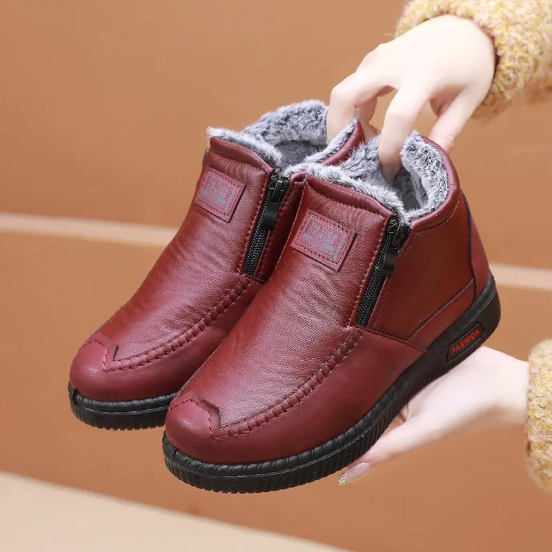 Nanccy  Non-slip Winter Leather Boots Womens