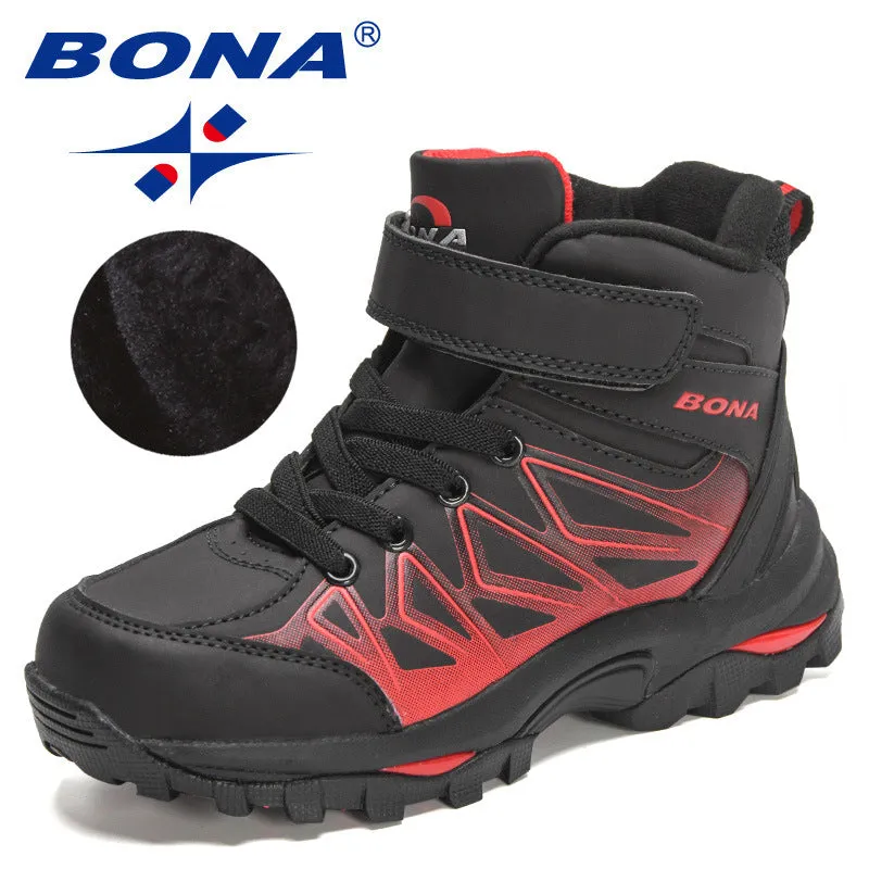 New Designers Plush Hiking Shoes Children High Top Casual Sneakers