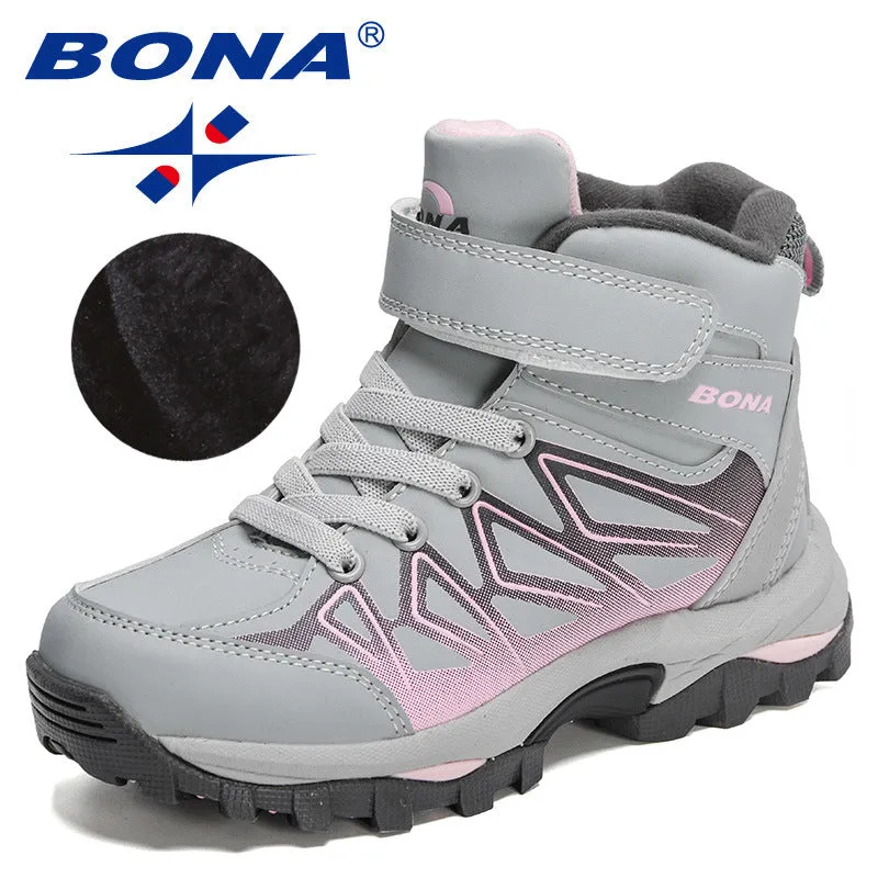 New Designers Plush Hiking Shoes Children High Top Casual Sneakers