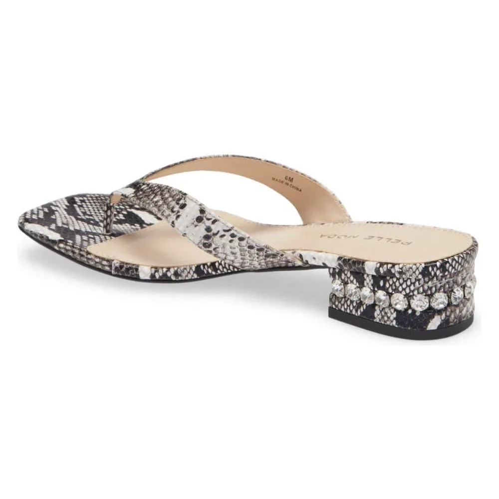 Niall Black White Snake Leather Pelle Moda Slide Sandals