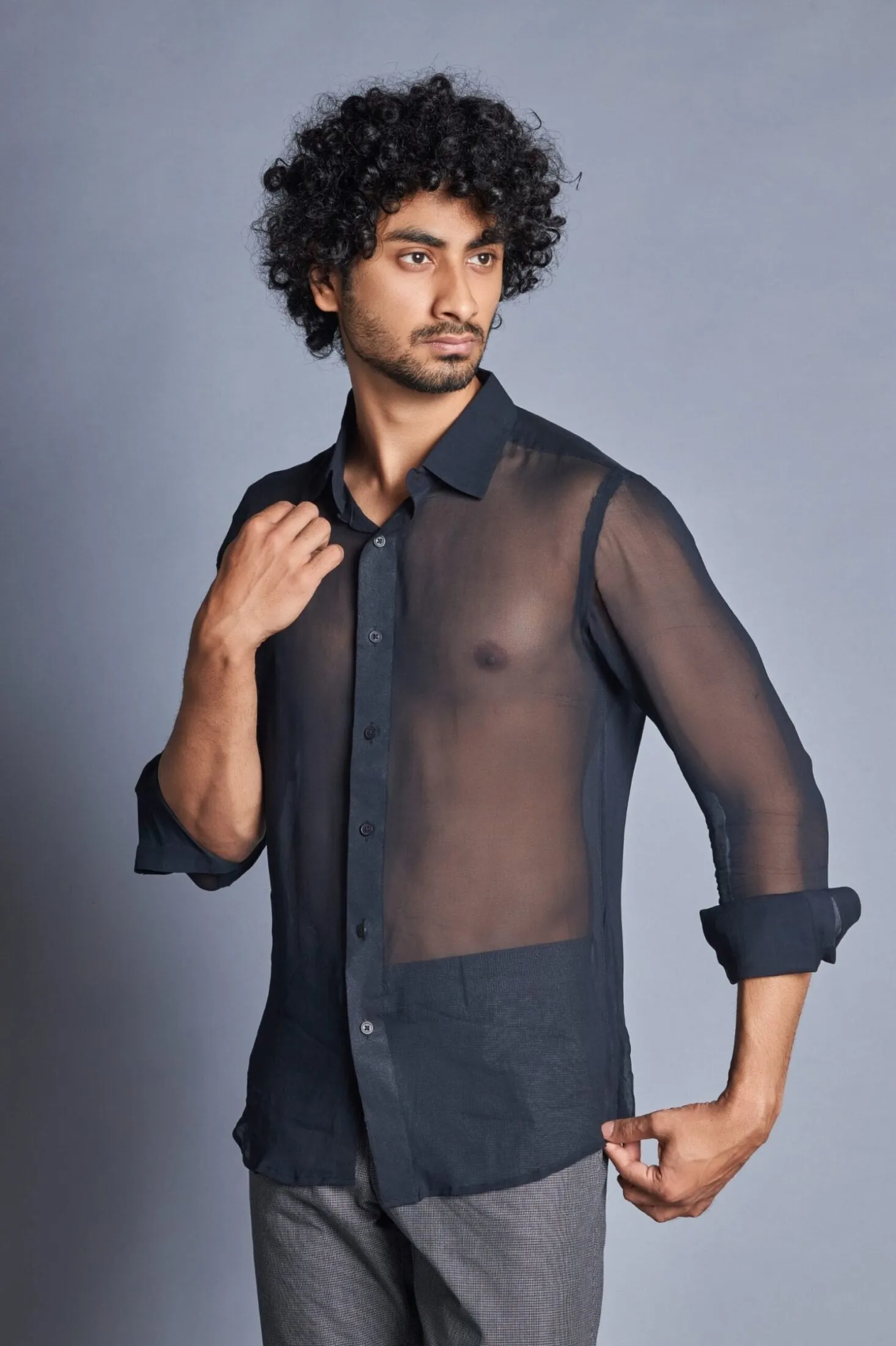 Night- Black Transparent Shirt for Men