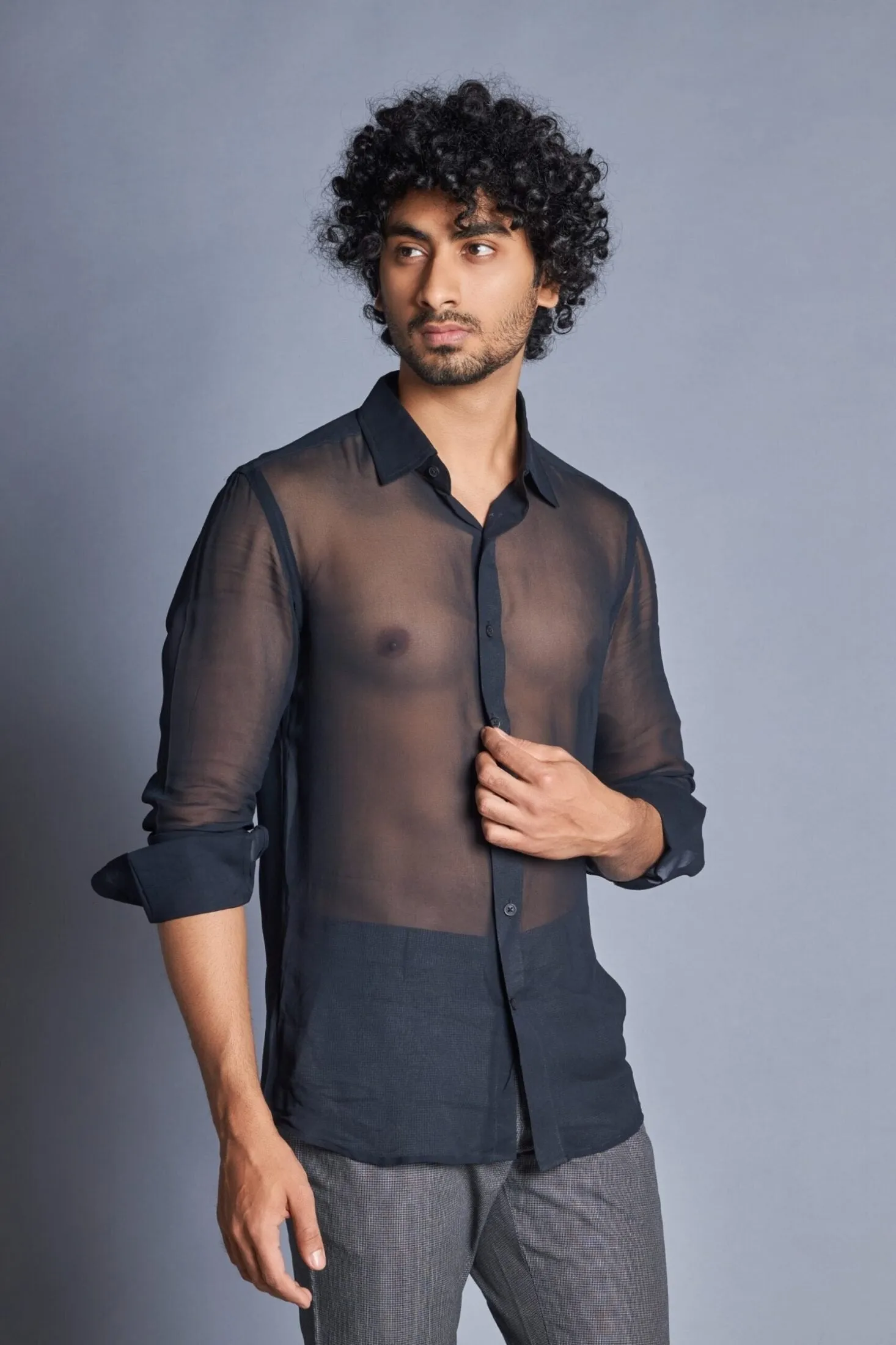 Night- Black Transparent Shirt for Men