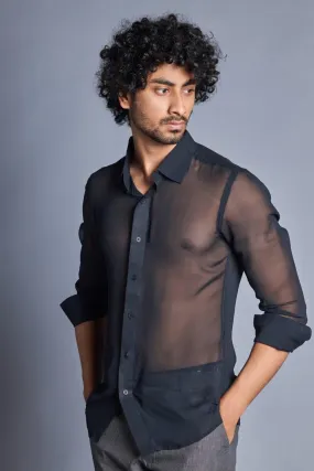 Night- Black Transparent Shirt for Men