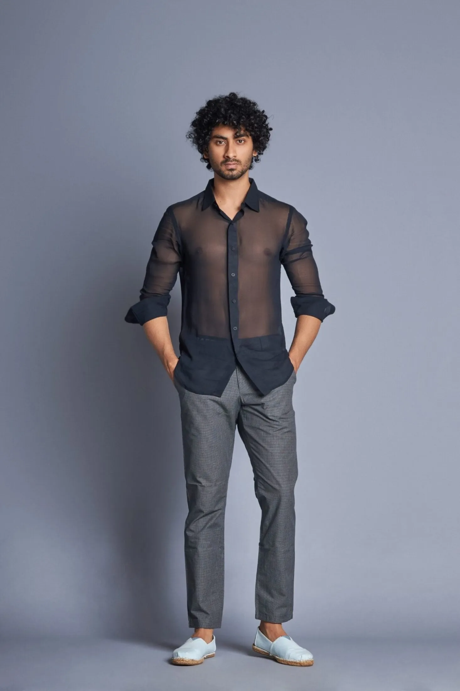 Night- Black Transparent Shirt for Men
