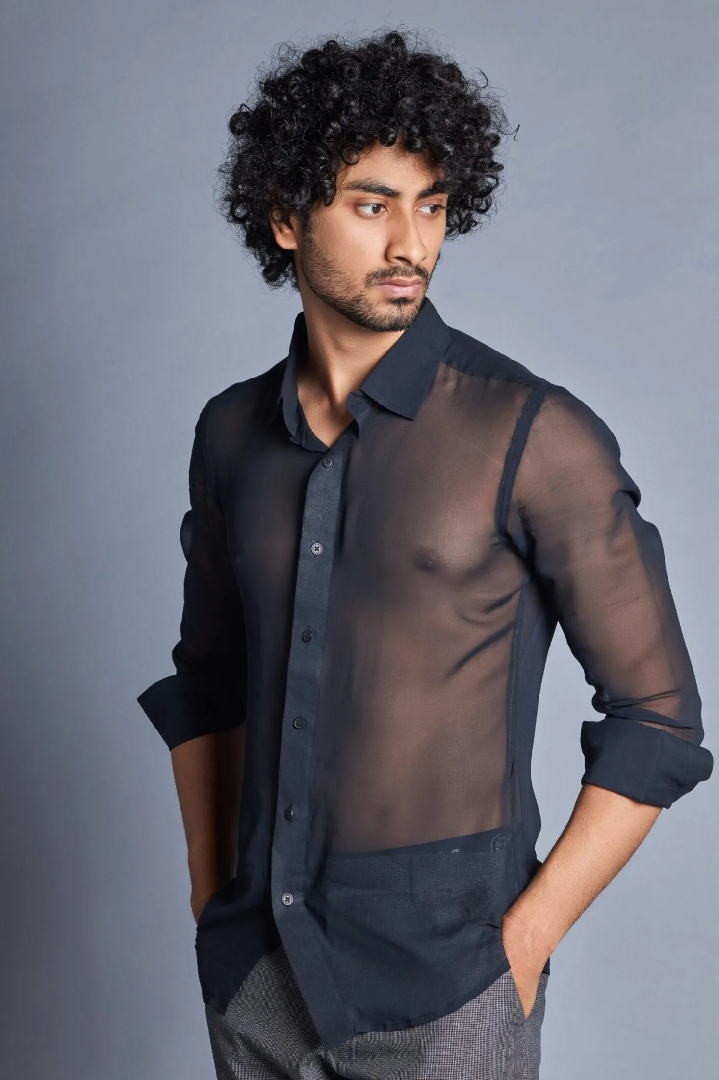 Night- Black Transparent Shirt for Men