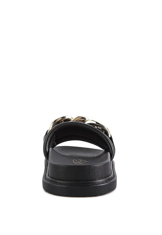 Onyx Metal Chain Cushion Slides