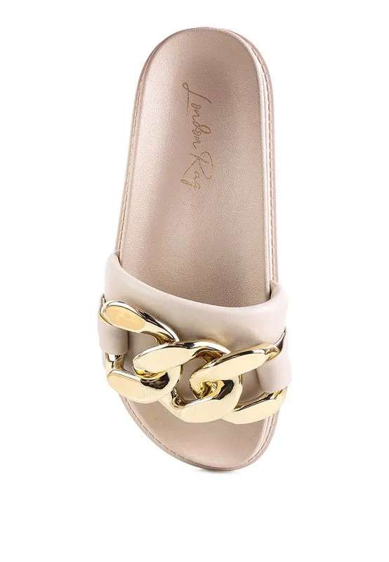 Onyx Metal Chain Cushion Slides