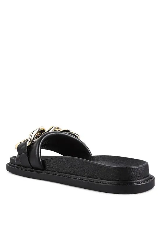 Onyx Metal Chain Cushion Slides