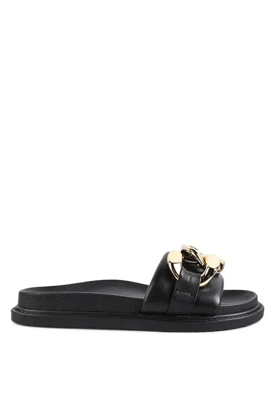 Onyx Metal Chain Cushion Slides