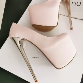Powder Light Pink Metallic 19 cm High Heels
