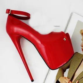 Red Patent Platform 19 cm Peep Toe