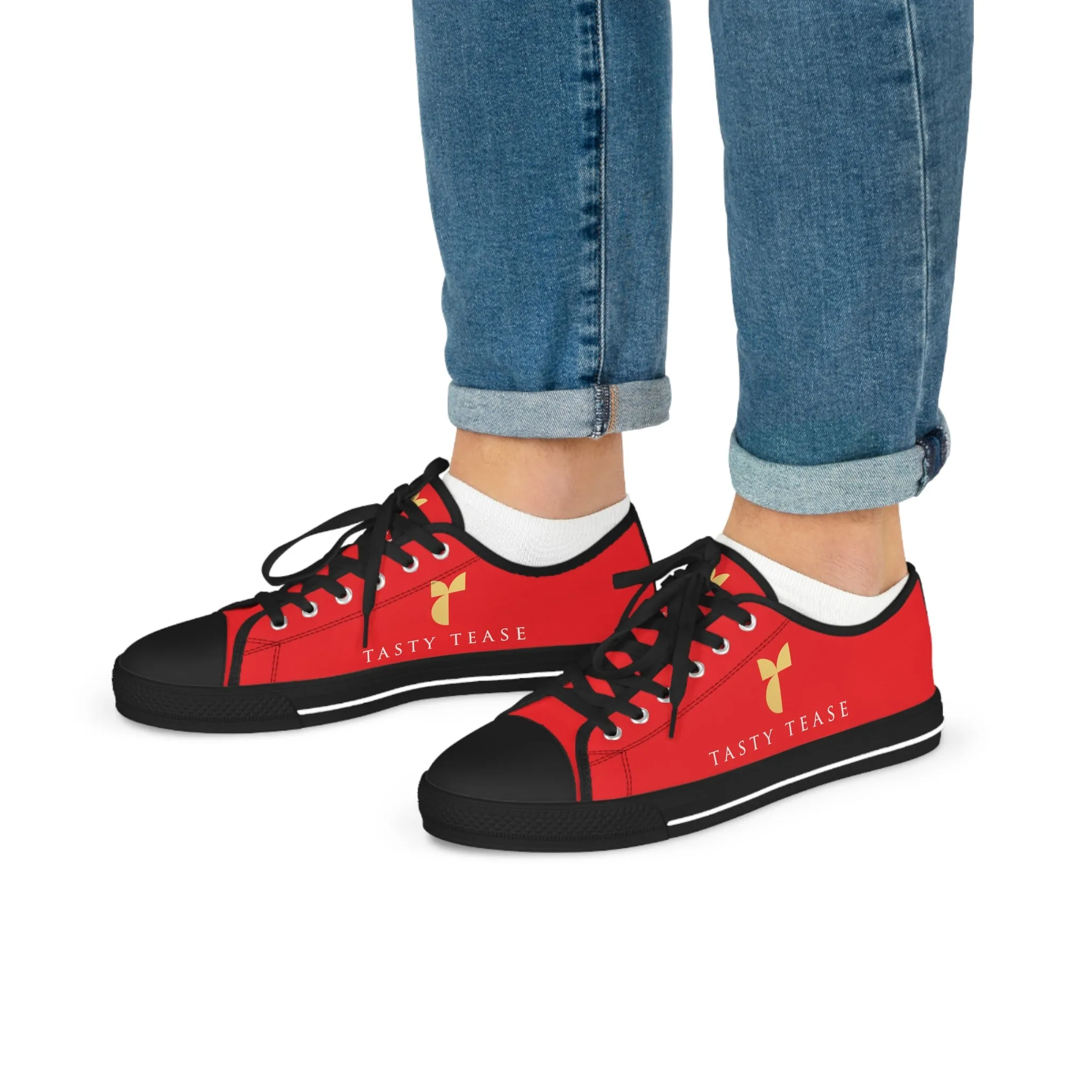 Tasty Tease Men's Low Top Sneakers (Red)