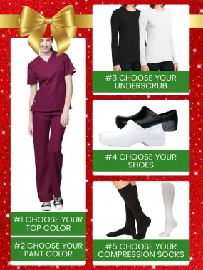 Wink Origins Scrub Set, Underscrub, Socks & Shoes Bundle