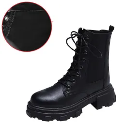 Winter Women Ankle Boots Leather Women Waterproof Female Platform Boots