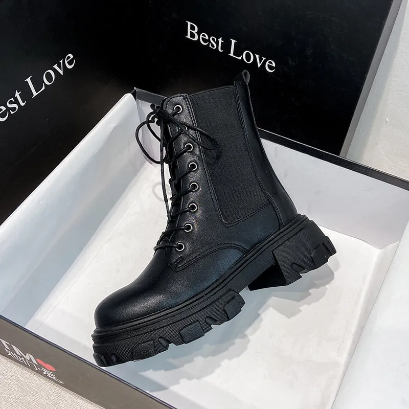 Winter Women Ankle Boots Leather Women Waterproof Female Platform Boots