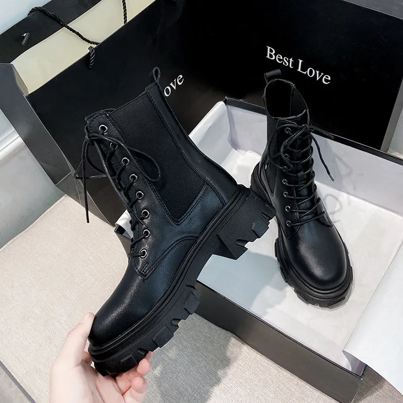 Winter Women Ankle Boots Leather Women Waterproof Female Platform Boots