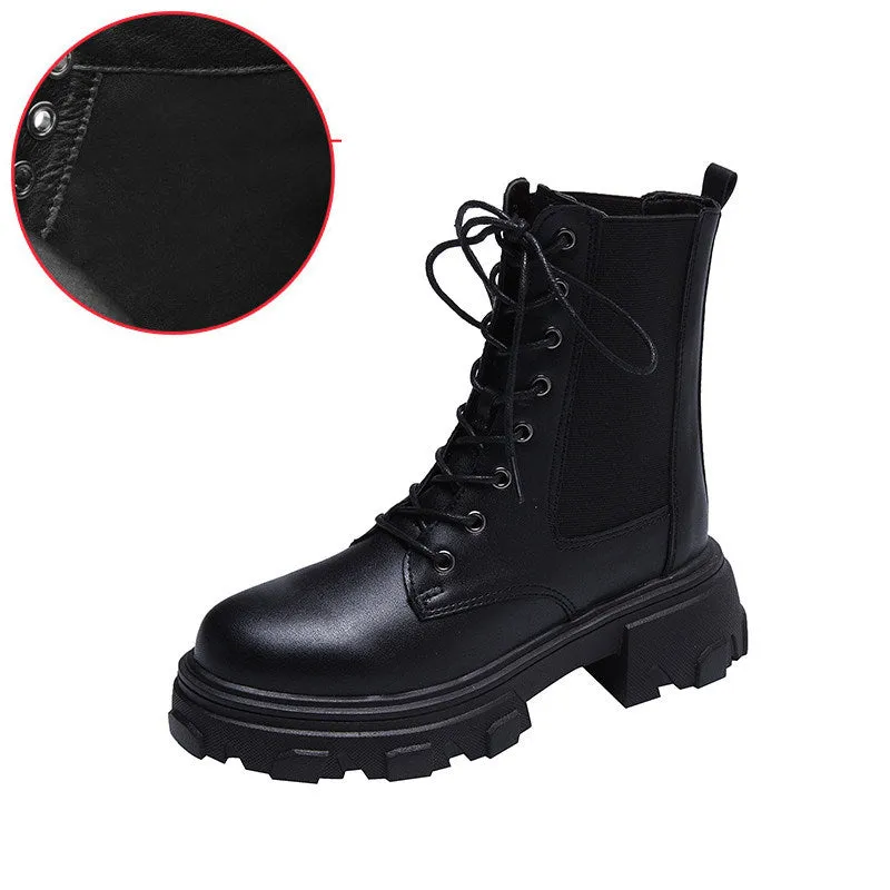 Winter Women Ankle Boots Leather Women Waterproof Female Platform Boots