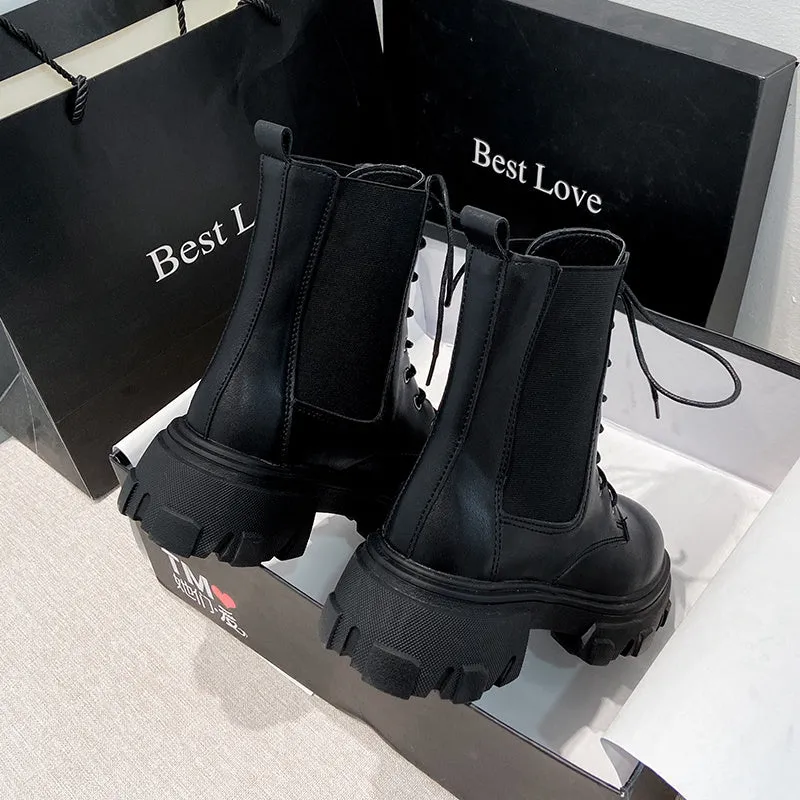 Winter Women Ankle Boots Leather Women Waterproof Female Platform Boots