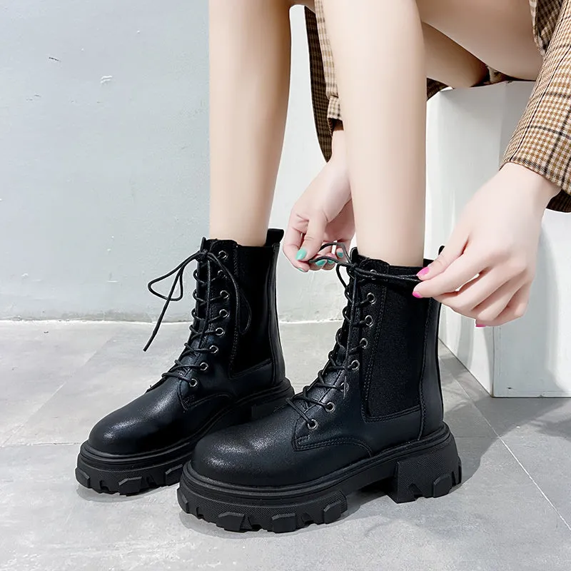 Winter Women Ankle Boots Leather Women Waterproof Female Platform Boots