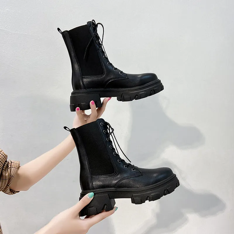 Winter Women Ankle Boots Leather Women Waterproof Female Platform Boots