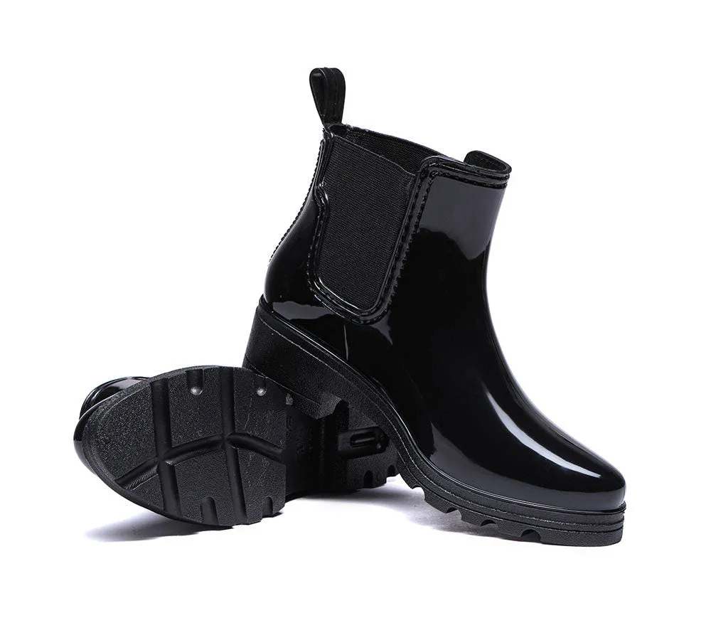 Women Rainboots Waterproof Ankle Gumboots Vivily With Wool Insole