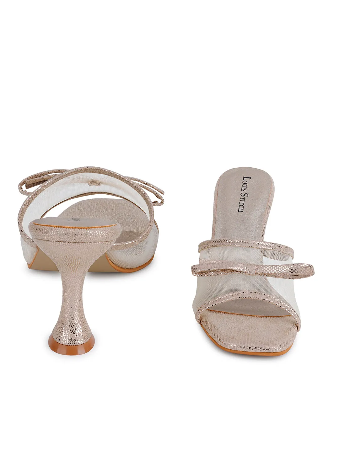 Women's Transparent Bow Straps Golden Lightweight Sandals