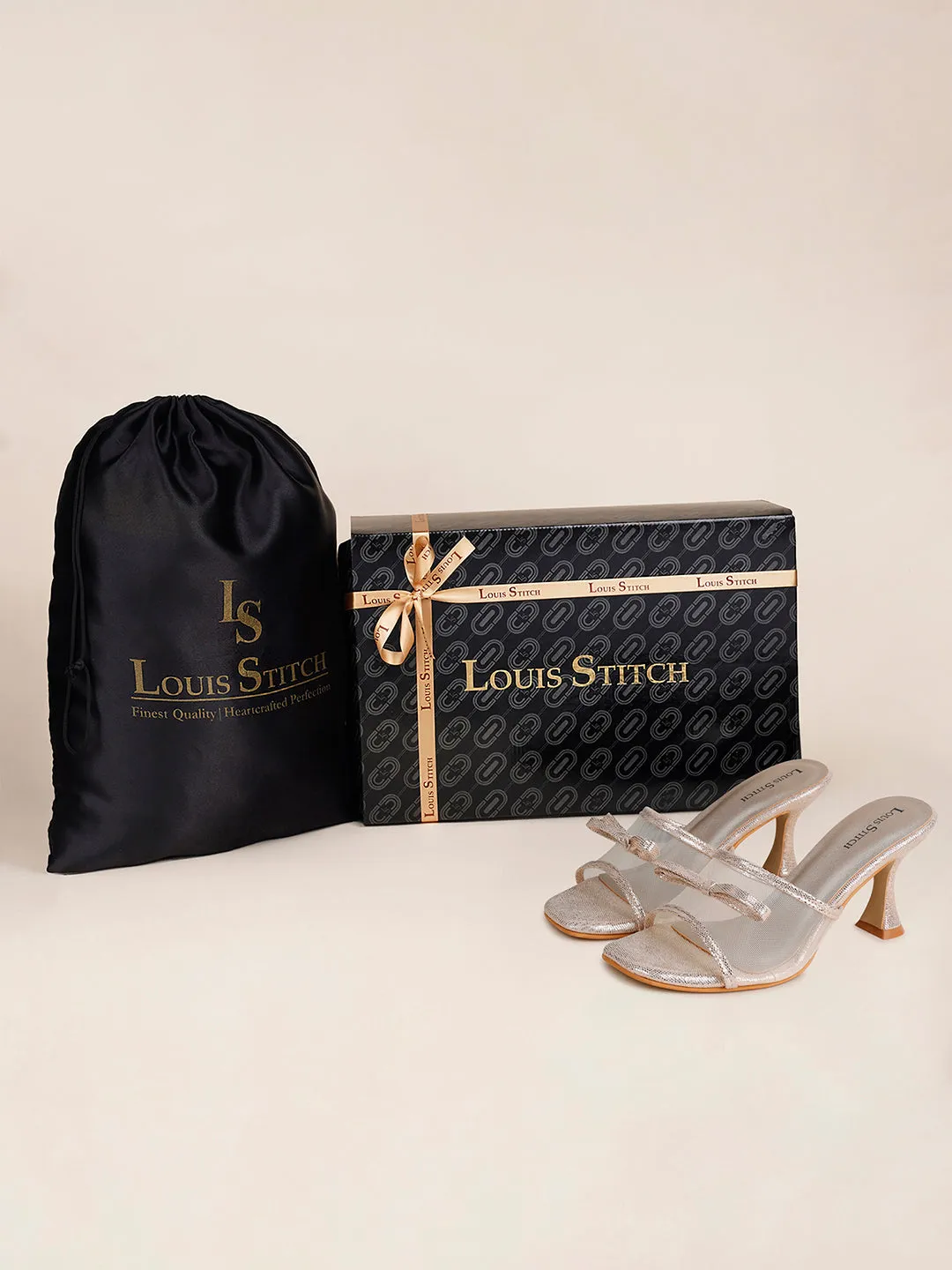 Women's Transparent Bow Straps Golden Lightweight Sandals