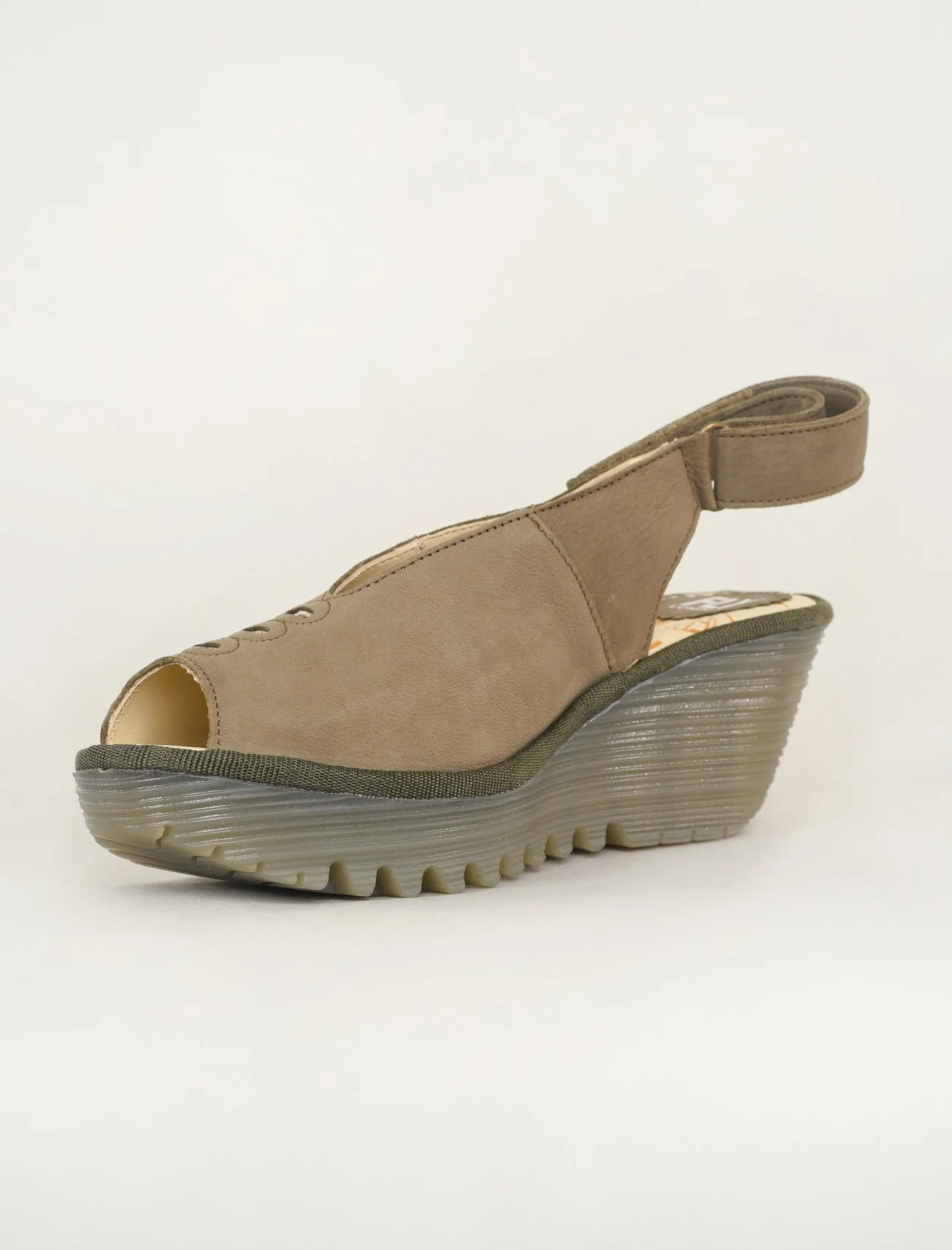 Yeay Open Toe Wedge, Khaki