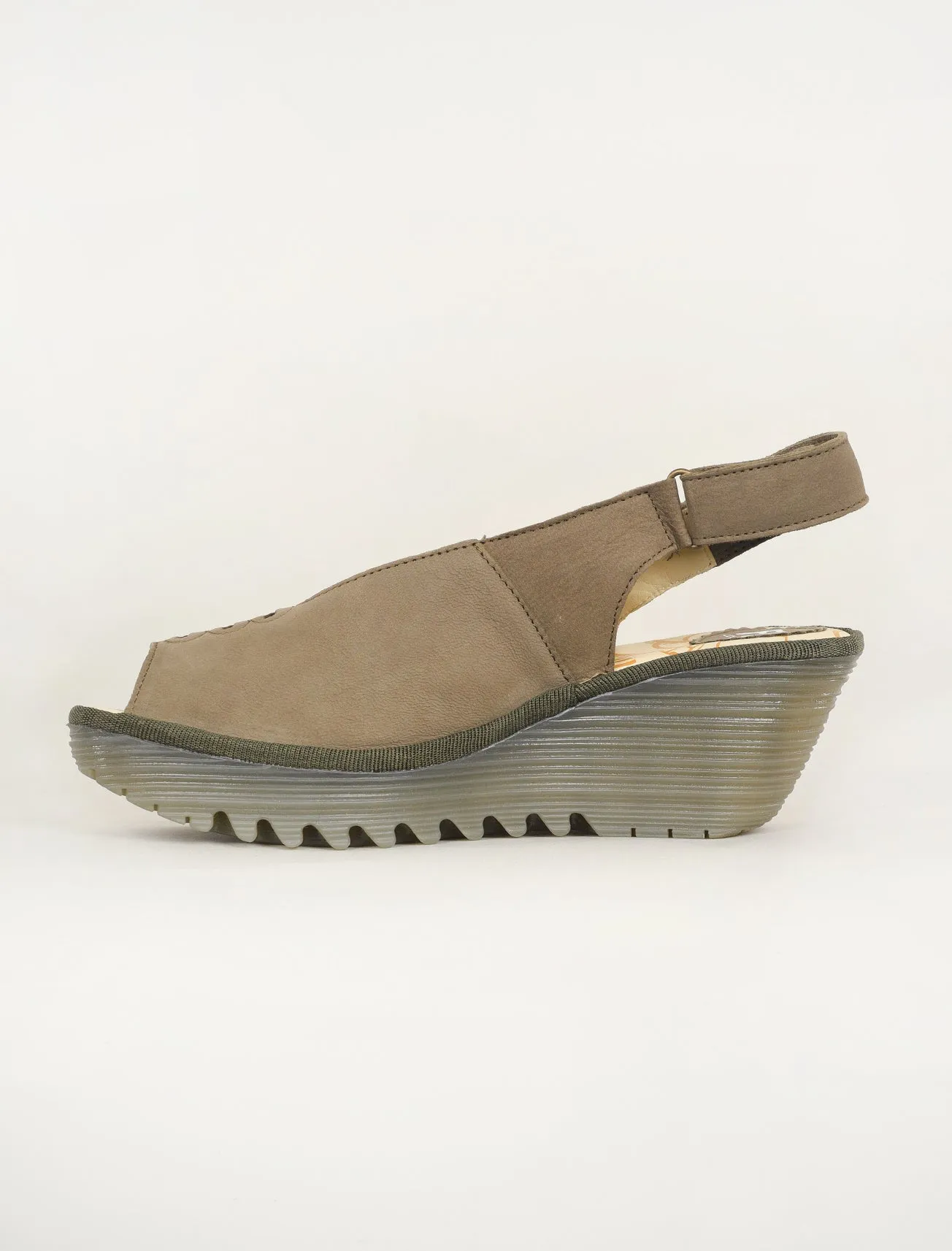 Yeay Open Toe Wedge, Khaki
