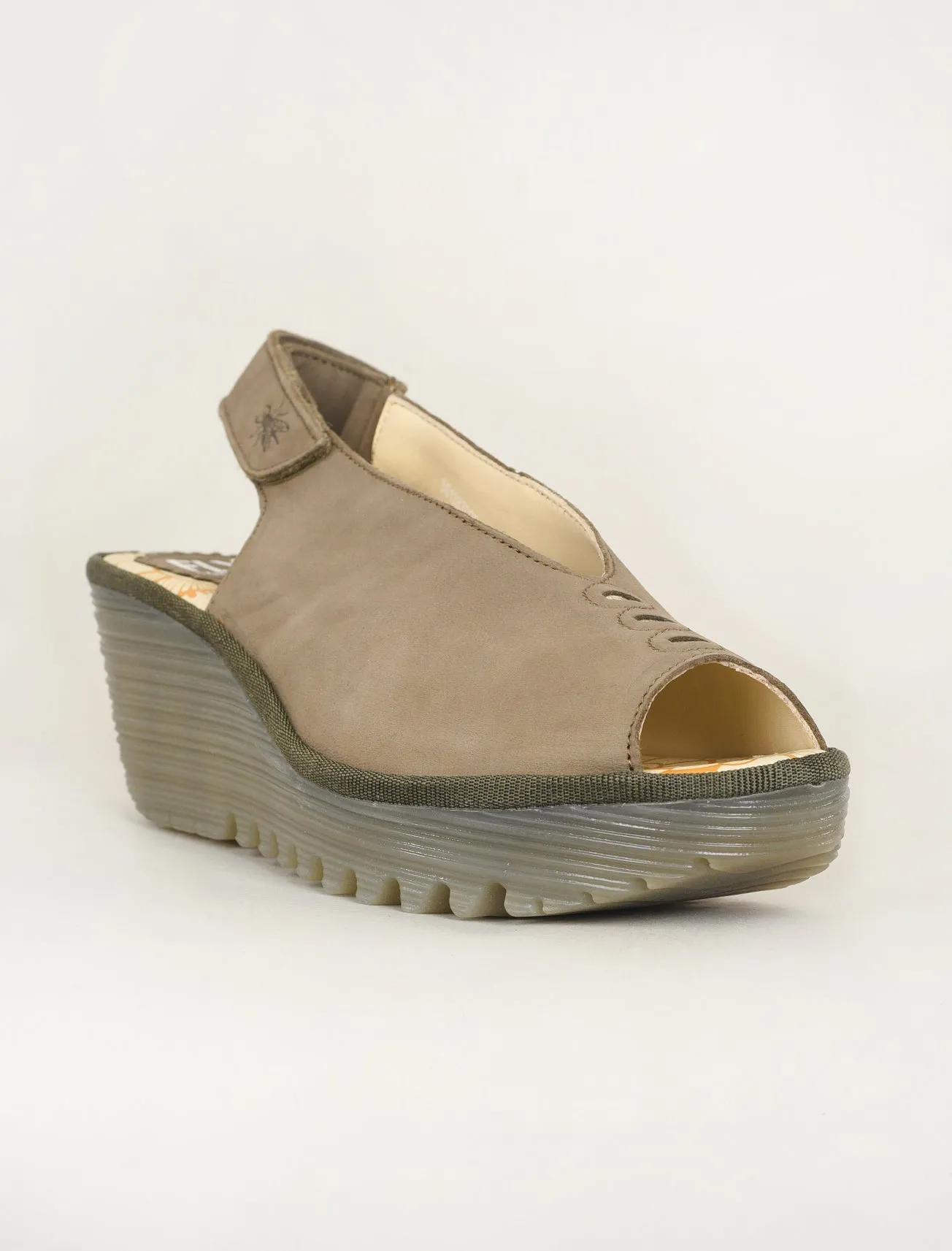 Yeay Open Toe Wedge, Khaki